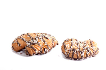 Shortbread biscuits on a white background