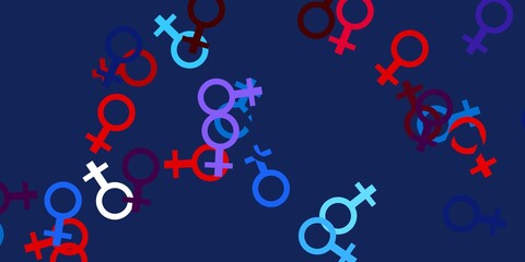 Light Blue, Red vector pattern with feminism elements.