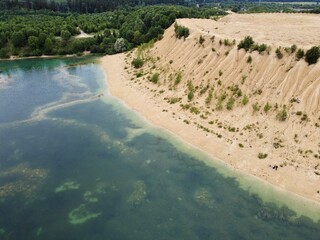 Old flooded sand pit aerial photo