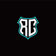 R C initials monogram logo shield designs modern