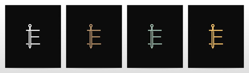 Sword On Letter Logo Design E
