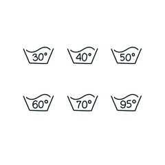 water temperature for laundry doodle icon, vector line illustration