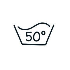 water temperature for laundry doodle icon, vector line illustration