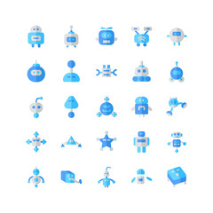 Robotic icon set vector flat for website, mobile app, presentation, social media. Suitable for user interface and user experience.