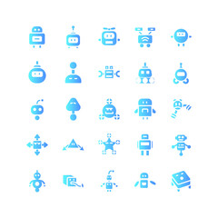 Robotic icon set vector gradient for website, mobile app, presentation, social media. Suitable for user interface and user experience.