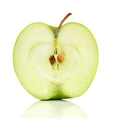 fresh green apple slice isolated on white background