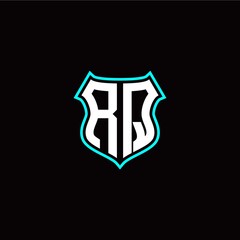 R Q initials monogram logo shield designs modern