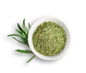 Dry rosemary herb and fresh rosemary