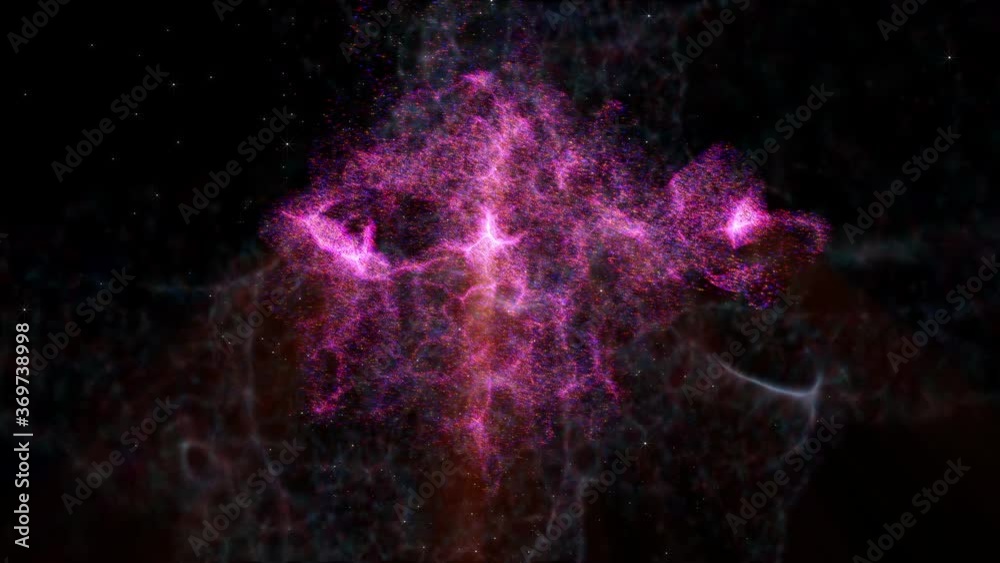 Poster space scifi purple nebula flying through cloud with star field particle in galaxy.
