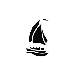 yacht vector icon. sail yacht sign. sailboat symbol. Boat ship simple logo black on white. 