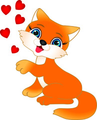Obraz premium Kitten with hearts.