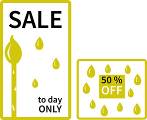 golden yellow brush and paint drip flyers for in-store promotions and sales
