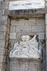 Sculpture anno domini  1788 dans le vieux Boulogne sur Mer - Pas-de-Calais - France