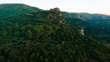 Aerial view of the Bruguers Mountain in Barcelona