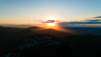 Aerial view of the Bruguers Mountain in Barcelona