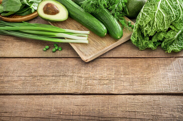 Green vegetables and herbs rich for proteins