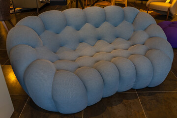 Modern comfortable grey sofa.Decoration interior design. Hight quality photo. 