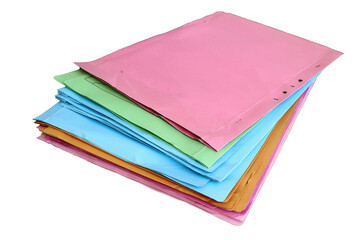 stack of colorful books isolated on white