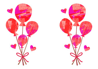 赤い手書き水彩のハート風船 Balloon Wall Mural Ballo Mannamin