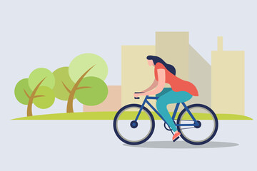 Illustration of a girl riding a bicycle