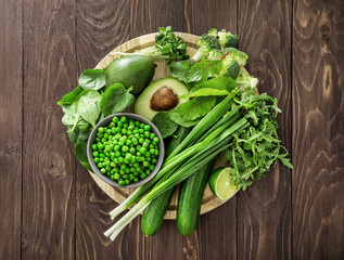 Green vegetables and herbs rich for proteins