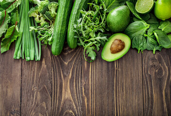 Green vegetables and herbs rich for proteins