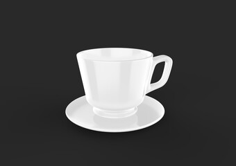 3D Rendering A White Cup Blank Isolated on Black Background
