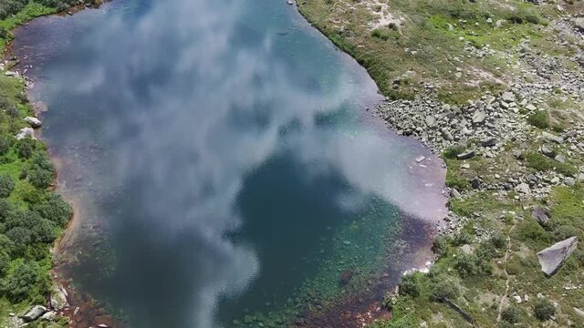 Mountain lake of Ergaki Natural Park, Russia. Travel and hiking