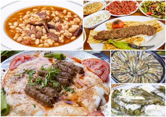 Traditional delicious Turkish foods collage