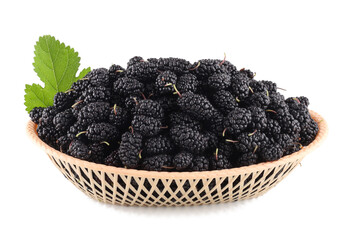 Mulberry in the basket isolated on a white background