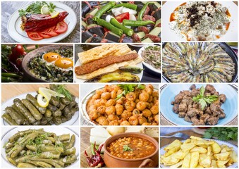 Traditional delicious Turkish foods collage