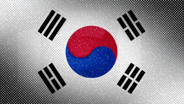 The flag of South Korea. A shimmering pixel pattern