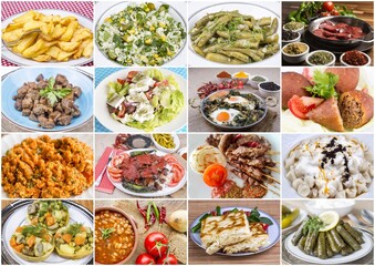 Traditional delicious Turkish foods collage