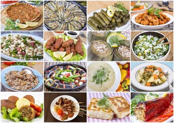 Traditional delicious Turkish foods collage