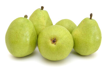 Ripe green yellow pears isolated on white