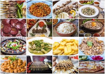 Traditional delicious Turkish foods collage