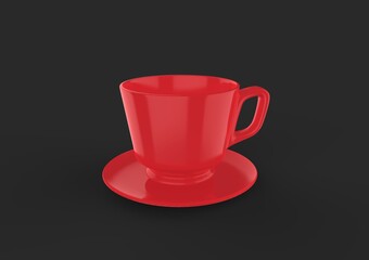 3D Rendering A Red Cup Blank Isolated on Black Background