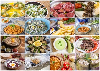 Traditional delicious Turkish foods collage
