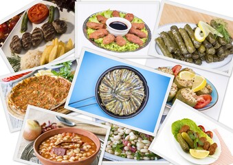 Traditional delicious Turkish foods collage