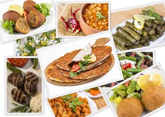 Traditional delicious Turkish foods collage