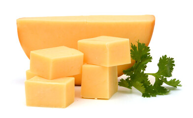 piece of cheese isolated on a white background