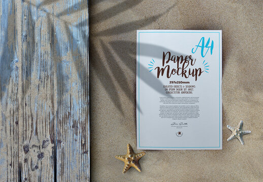 Poster Mockup in Summer Beach Scene 