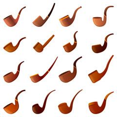 Fototapeta premium Smoking pipe icons set. Cartoon set of smoking pipe vector icons for web design