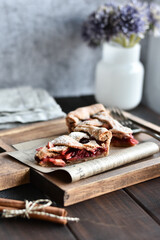 Fototapeta na wymiar Homemade pie with cherry and apple