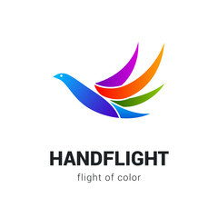 Abstract and Stylized Flying Bird Emblem. Suitable for Creative Industry, Multimedia, Entertainment or Educations on White Background