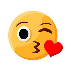 Winking and Kissing Face Emoji Illustration Creative Design Vector