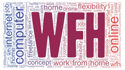 WFH - Work from home word cloud isolated on a white background