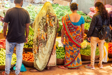 india goa outdoor fresh bazar with clients