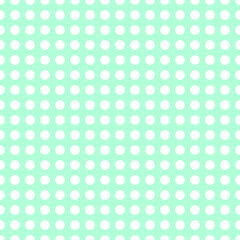 Abstract geometric seamless pattern with white dots on a green background.