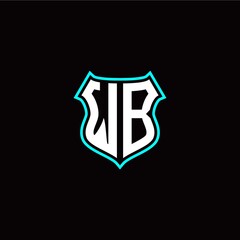 W B initials monogram logo shield designs modern